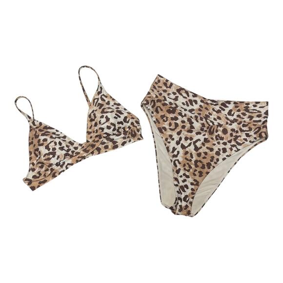 Aerie Leopard Animal Print Crossover Bikini Medium / Large - Picture 5 of 8